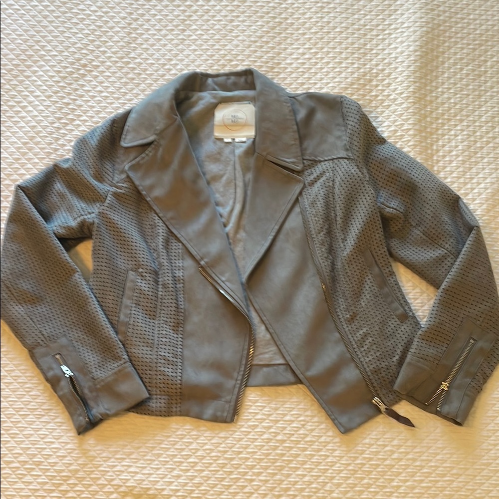 Anthropologie Women's Gray Suede Moto Jacket